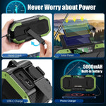 Hand Crank Solar Power Emergency Radio with Waterproof Bluetooth Speaker,Portable AM FM NOAA Weather Radio,5000Mah/18500Mwh Rechargeable, Phone Charger,Flashlight,Sos,Survival Storm Camping