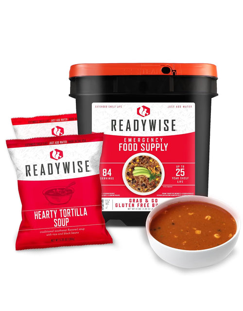 Emergency Food Supply - 84 Servings Gluten Free Survival Food Bucket, Dehydrated Meals & Freeze Dried Food for Backpacking, Camping Essentials & Emergency Supplies, up to 25 Year Shelf Life