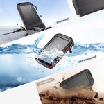 (2 Pack)  20000Mah Solar Power Bank Compatible for Cell Phone Iphone, Outdoor Portable Charger with Dual 5V USB Ports, 2 Flashlights & Digital Compass(Red)